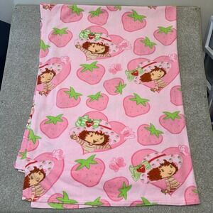 Strawberry Shortcake Fleece Blanket Pink Characters Heart Strawberries y2k 2003
